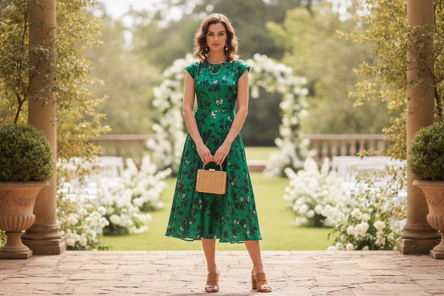 orchard green dress code What to Wear to a Summer Wedding When Is Unclear – SILKSILKY Brand:ADRIANNA PAPELL