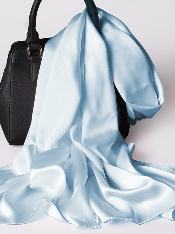 SilkSilky  Pure Silk Scarf LightBlue 001