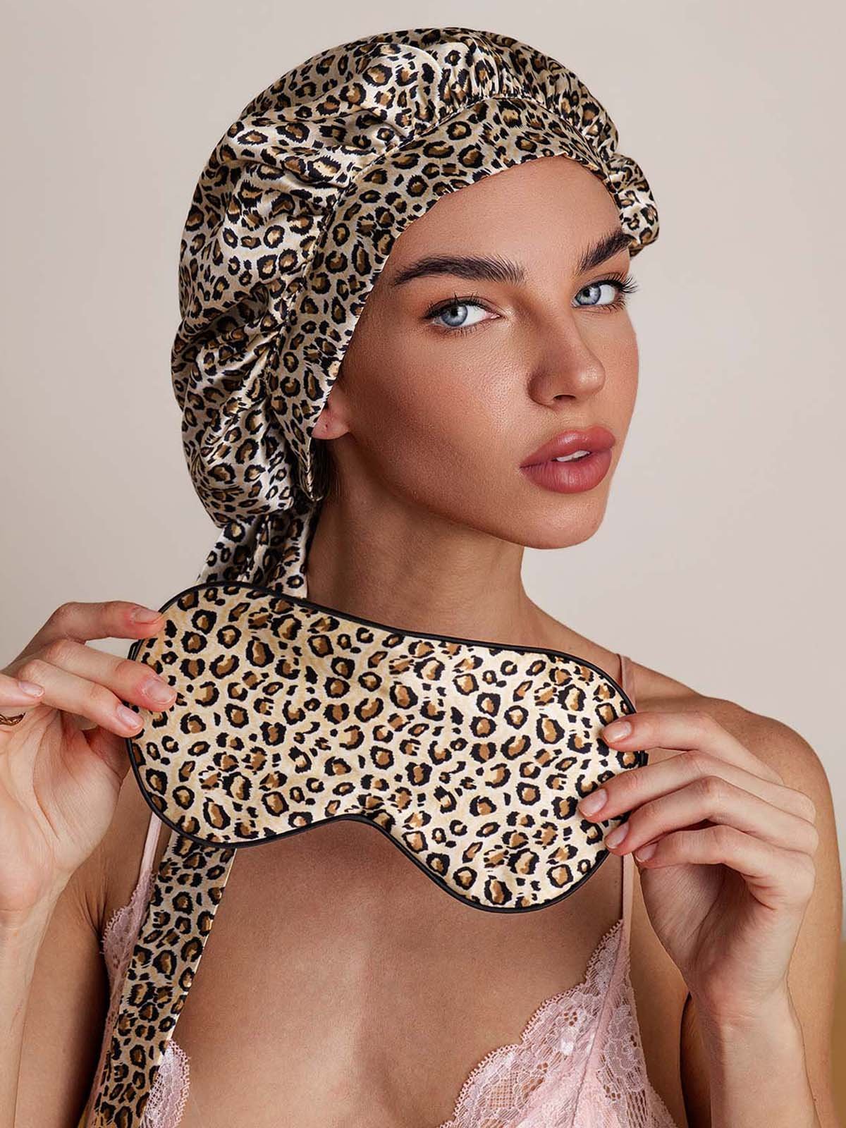 SilkSilky Pure Silk Sleep Cap Leopard 001