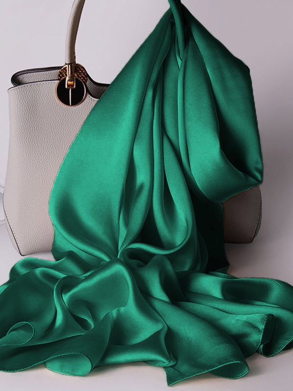 SilkSilky  Pure Silk Scarf DarkGreen 001