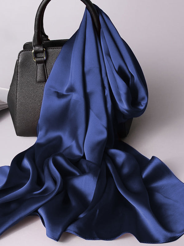 SilkSilky  Pure Silk Scarf DarkBlue 001