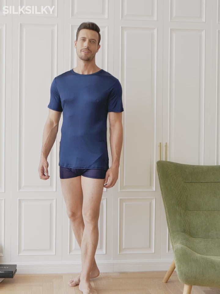 SilkSilky  Silk Knitted Round Neck Men's T-Shirt video 001