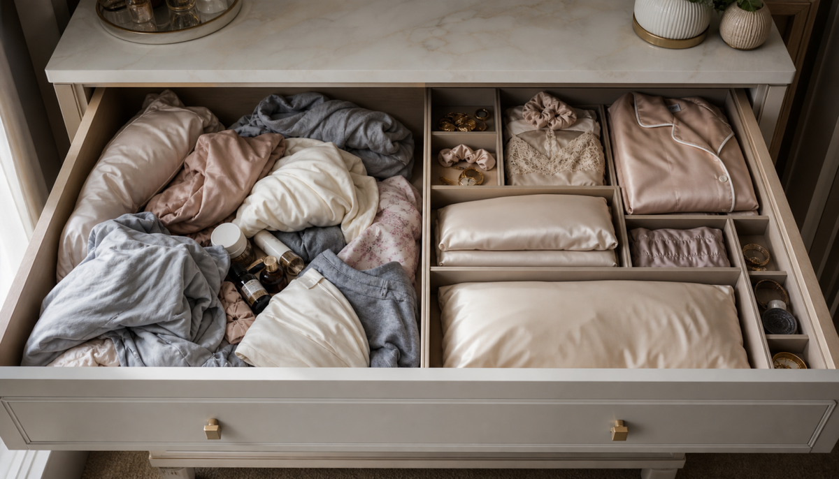 Why Your Silk Loungewear Drawer Feels Chaotic: Common Home Wardrobe Layout Mistakes