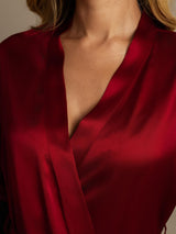 [Wine] SilkSilky  Half Sleeve Women's Robe 004
