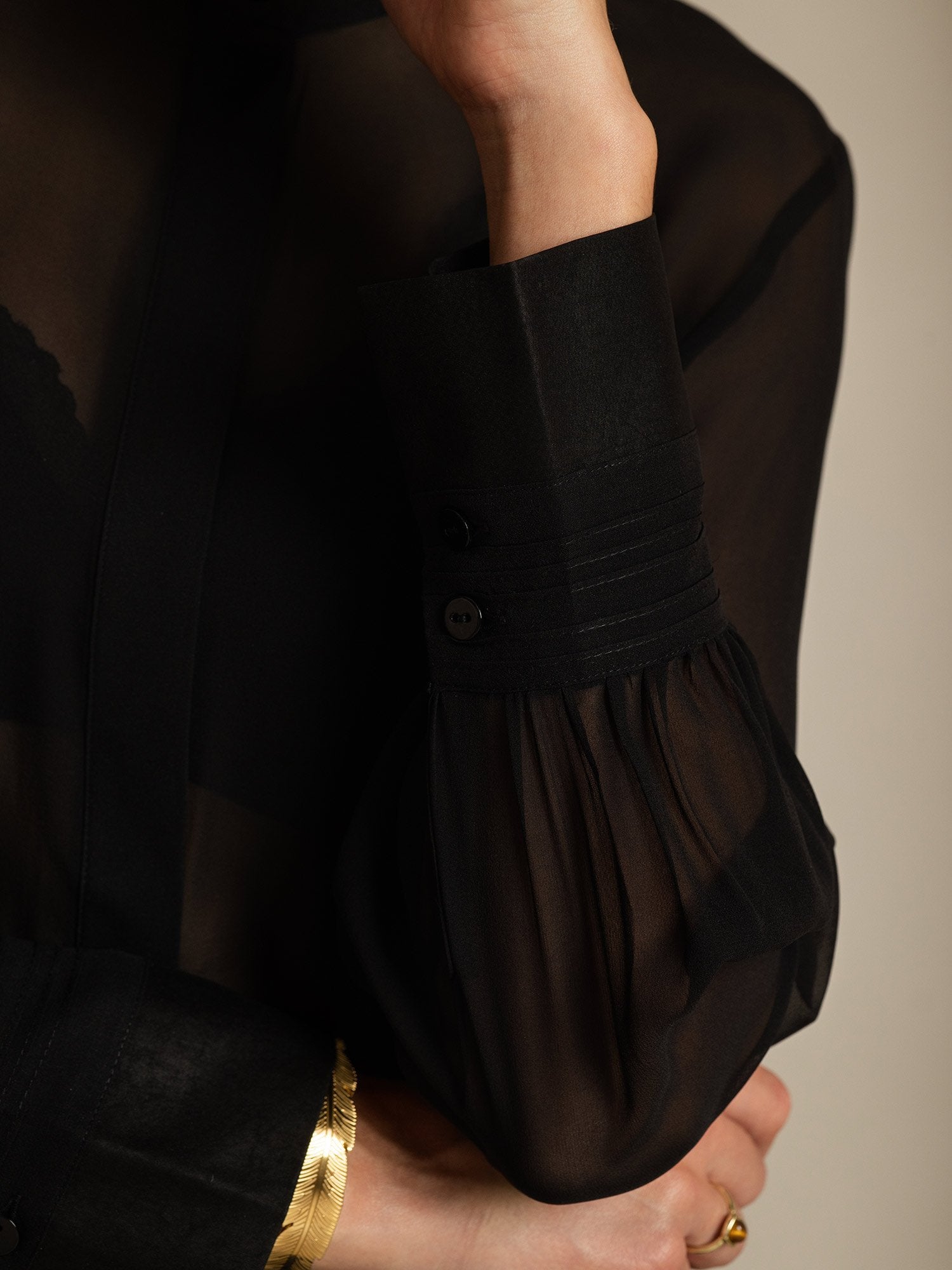 [Black] SilkSilky  Pure Silk Split Women's Shirt 004