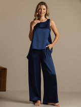 [Dark Blue] SilkSilky  Sleeveless Women's Pajamas 006