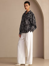 [Black Wave] SilkSilky Long Sleeve Lapel Collar Women's Shirt 006