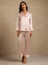 [Pink] SilkSilky  Long Sleeve Notch Collar Women's Pajamas 007