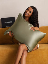 [Olive Green] SilkSilky  22Momme Pure Silk Pillowcase 002