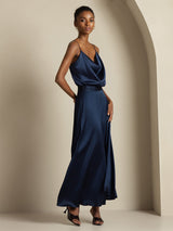 [Dark Blue] SilkSilky  Spaghetti Strap Cowl Neck Women's Outfit Sets 005
