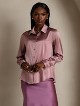 [Pale Mauve] SilkSilky  Long Sleeve Lapel Collar Women's Shirt 005