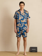 [Navy Dragon] SilkSilky  Short Sleeve Notch Collar Men's Pajamas 003