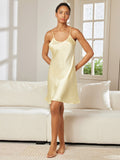 SilkSilky US Pure Silk Sleeveless V Neck Nightgown LightYellow 002