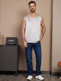 SilkSilky US Pure Silk Sleeveless Mens T Shirt Silver 004