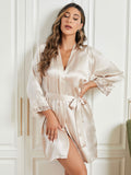 SilkSilky US Pure Silk 3/4 Sleeve Womens Robe Ivory 003