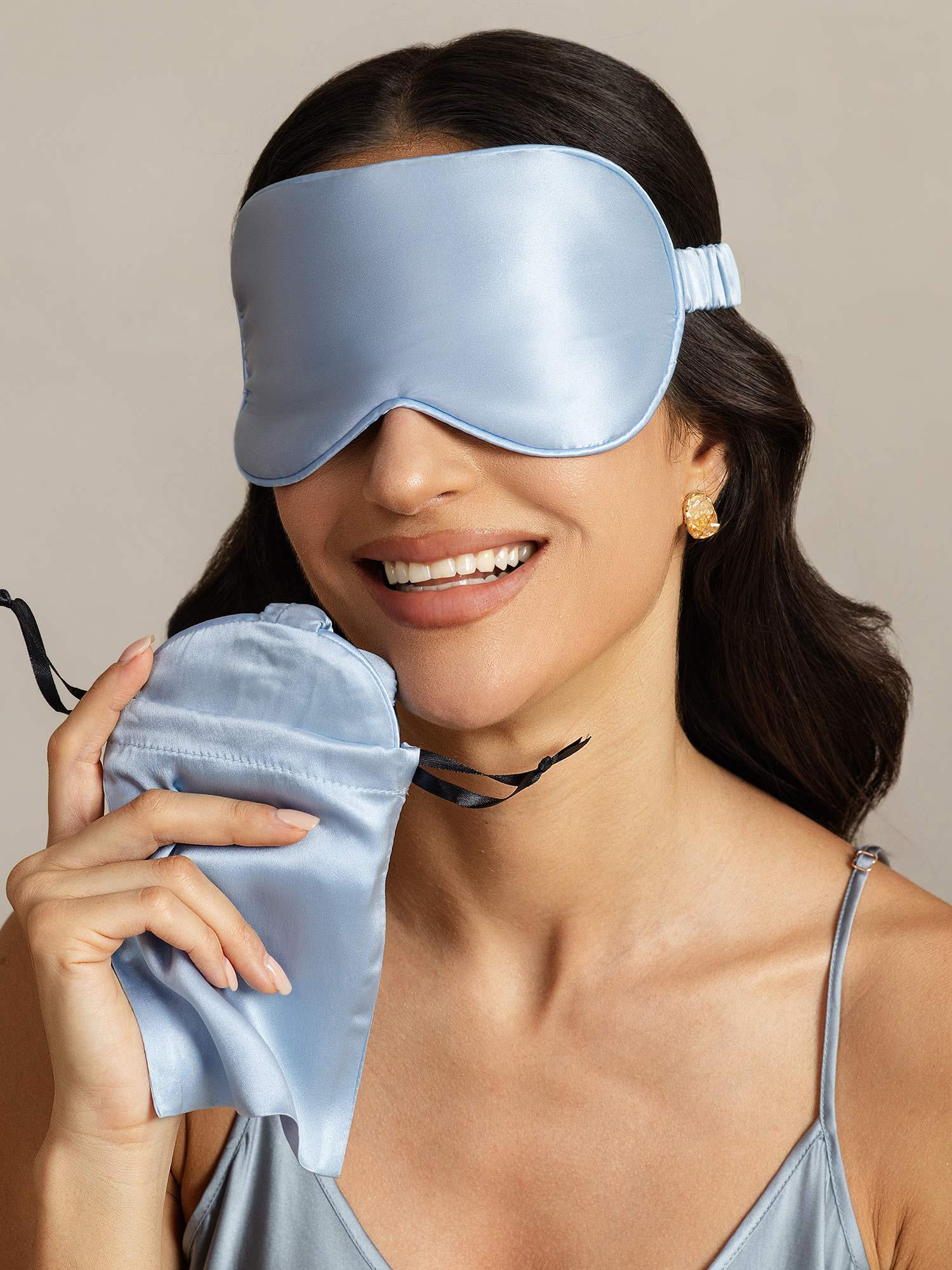 [LightBlue] SilkSilky Pure Silk Eye Mask 001