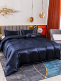 SilkSilky US 19Momme Pure Silk Bedding Set DarkBlue 004