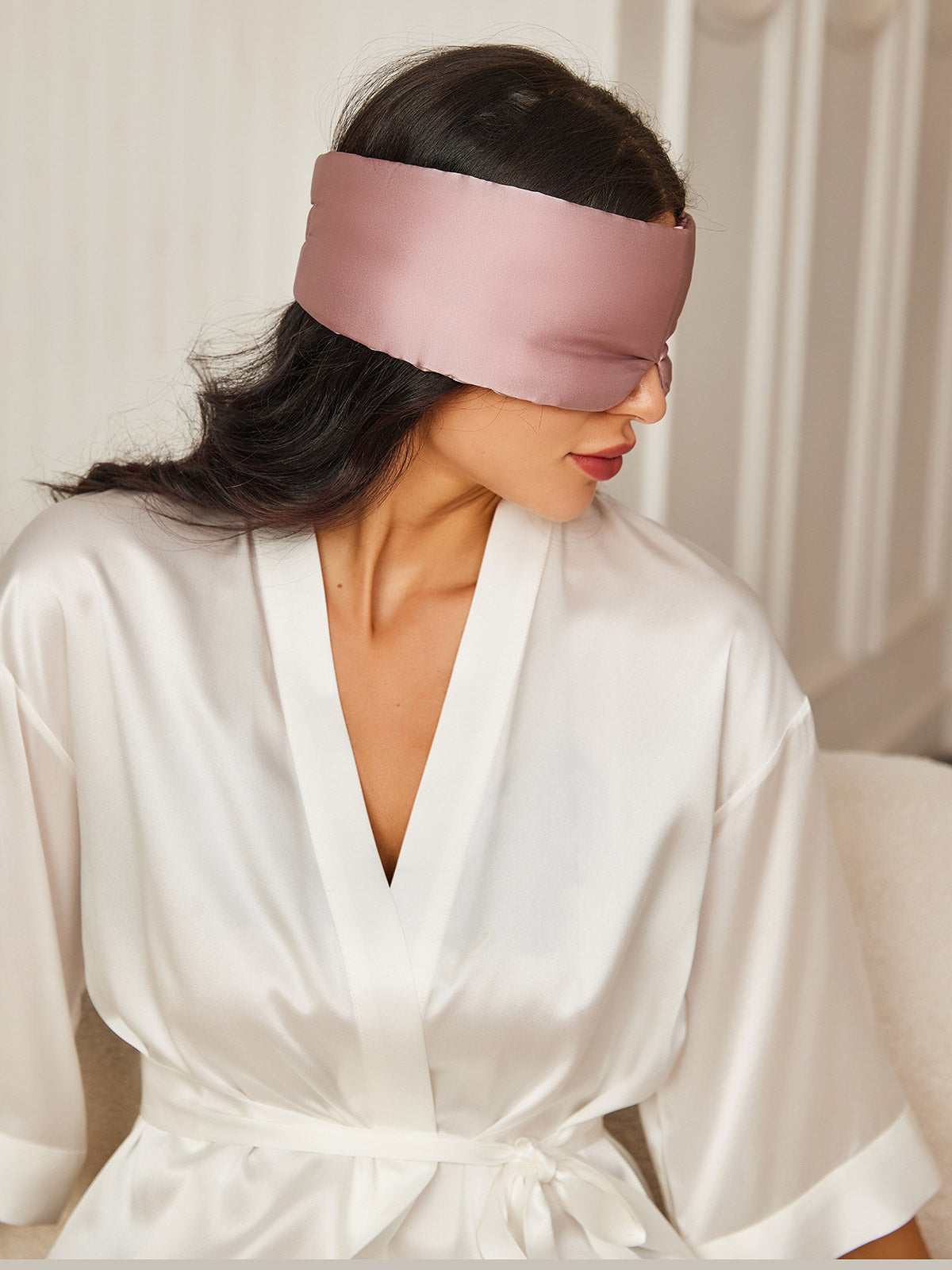 SilkSilky US 19Momme Pure Silk Eye Mask PaleMauve 003