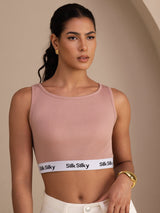 [Pink] SilkSilky  Sleeveless Crew Neck Camisole Top 001