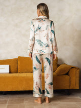 [Tropical Jungle] SilkSilky  Long Sleeve Notch Collar Women's Pajamas 006