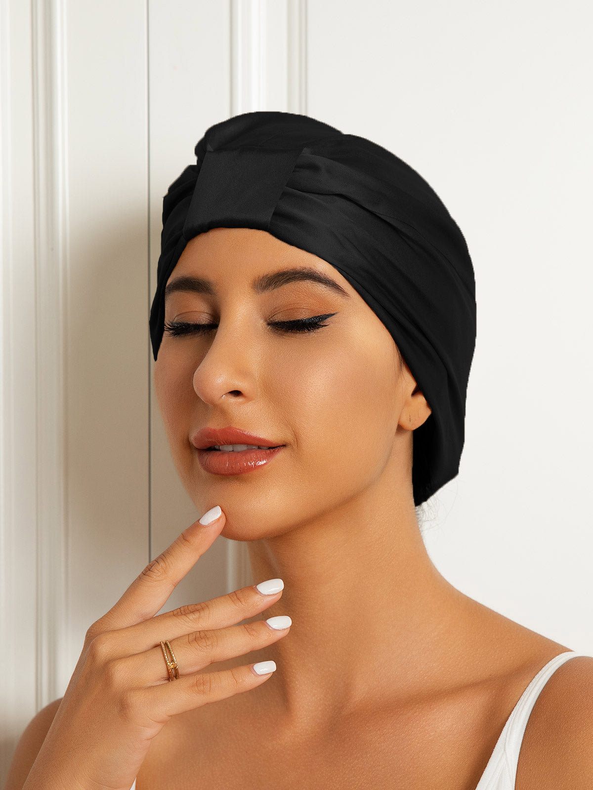 SilkSilky  Pure Silk Sleep Cap Black 003