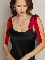 [Black] SilkSilky  Sleeveless Square Neck Dress 006