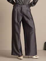 [Gray] SilkSilky  32Momme Silk-Wool Blend Women's Pants 007