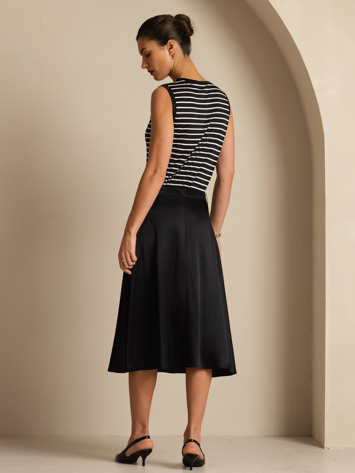 [Black] SilkSilky 19Momme Silk Skirt 004