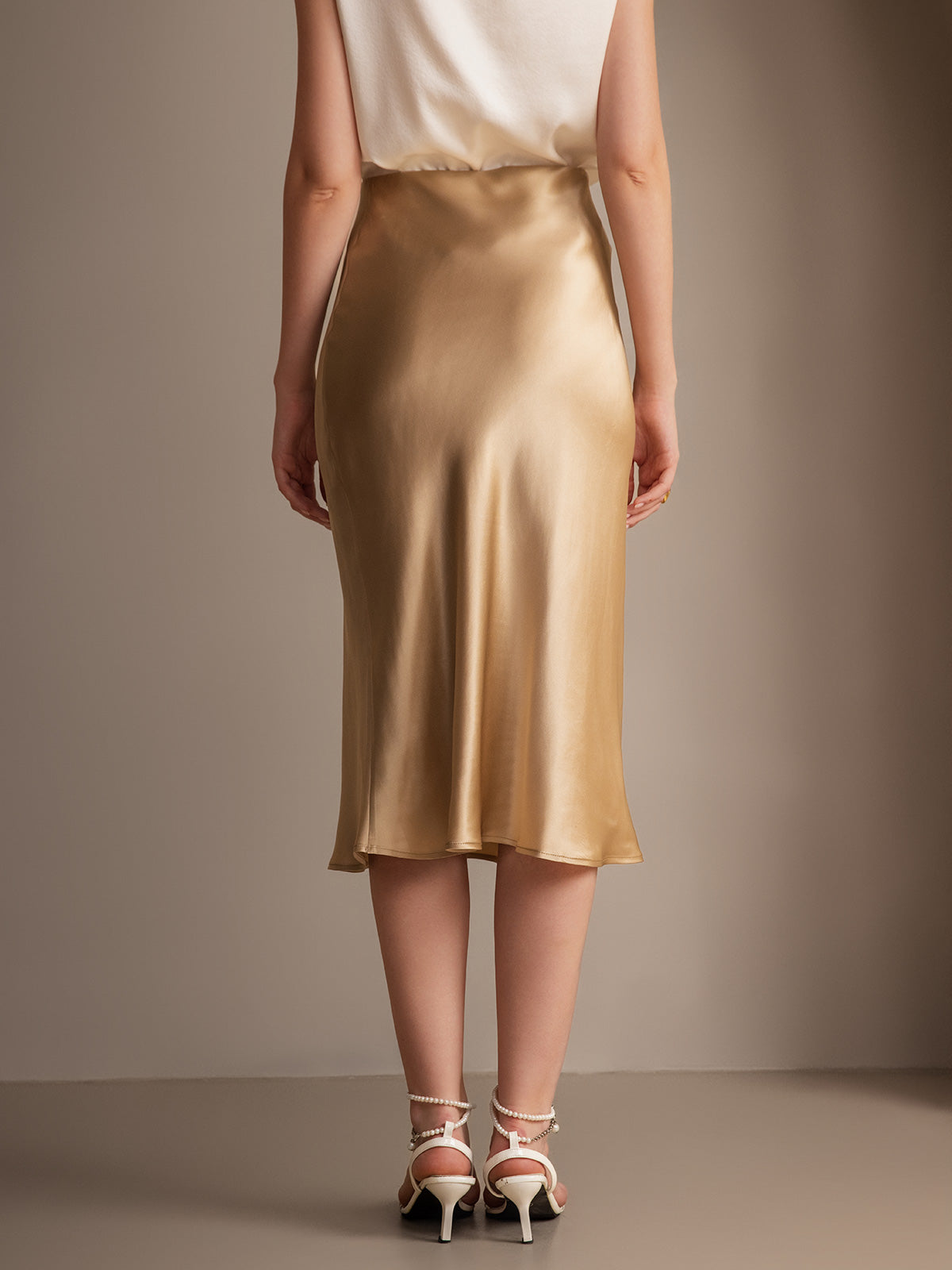 [Champagne] SilkSilky  19Momme Pure Silk Skirt 002