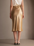 SilkSilky  19Momme Pure Silk Skirt Champagne 002