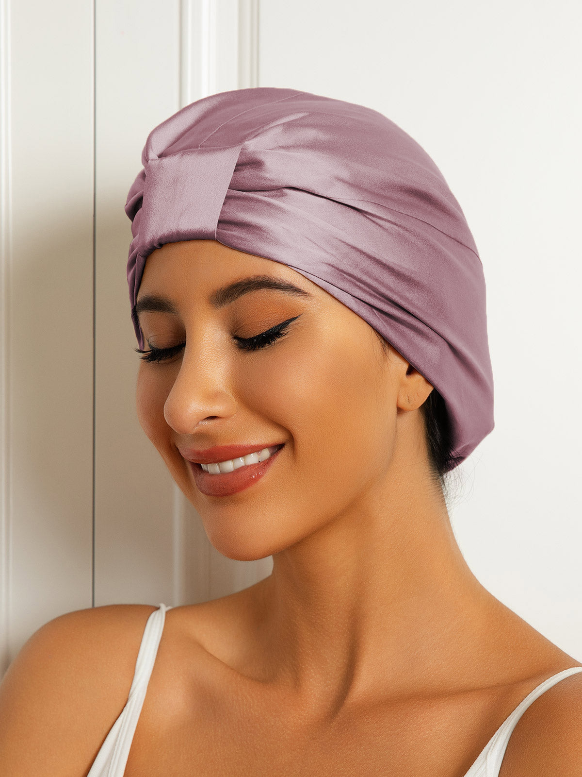 SilkSilky  Pure Silk Sleep Cap PaleMauve 001