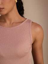 [Pink] SilkSilky Sleeveless Round Neck Camisole Top 006