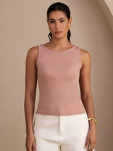 [Pink] SilkSilky Sleeveless Round Neck Camisole Top 003