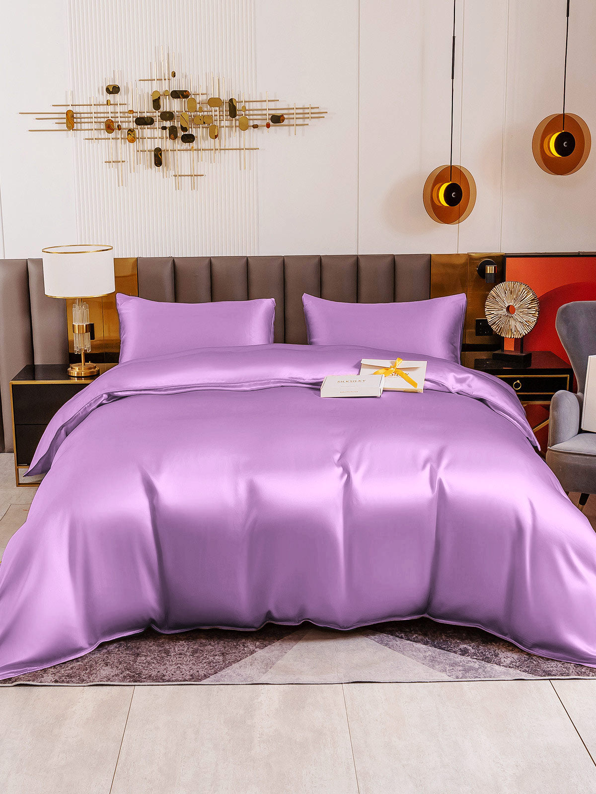 SilkSilky US 19Momme Pure Silk Bedding Set Lavender 002