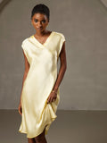 SilkSilky  Pure Silk Sleeveless V Neck Nightgown Yellow 003