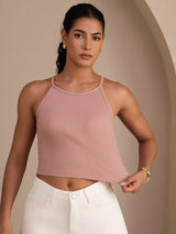 [Pink] SilkSilky Sleeveless Crew Neck Camisole Top 004