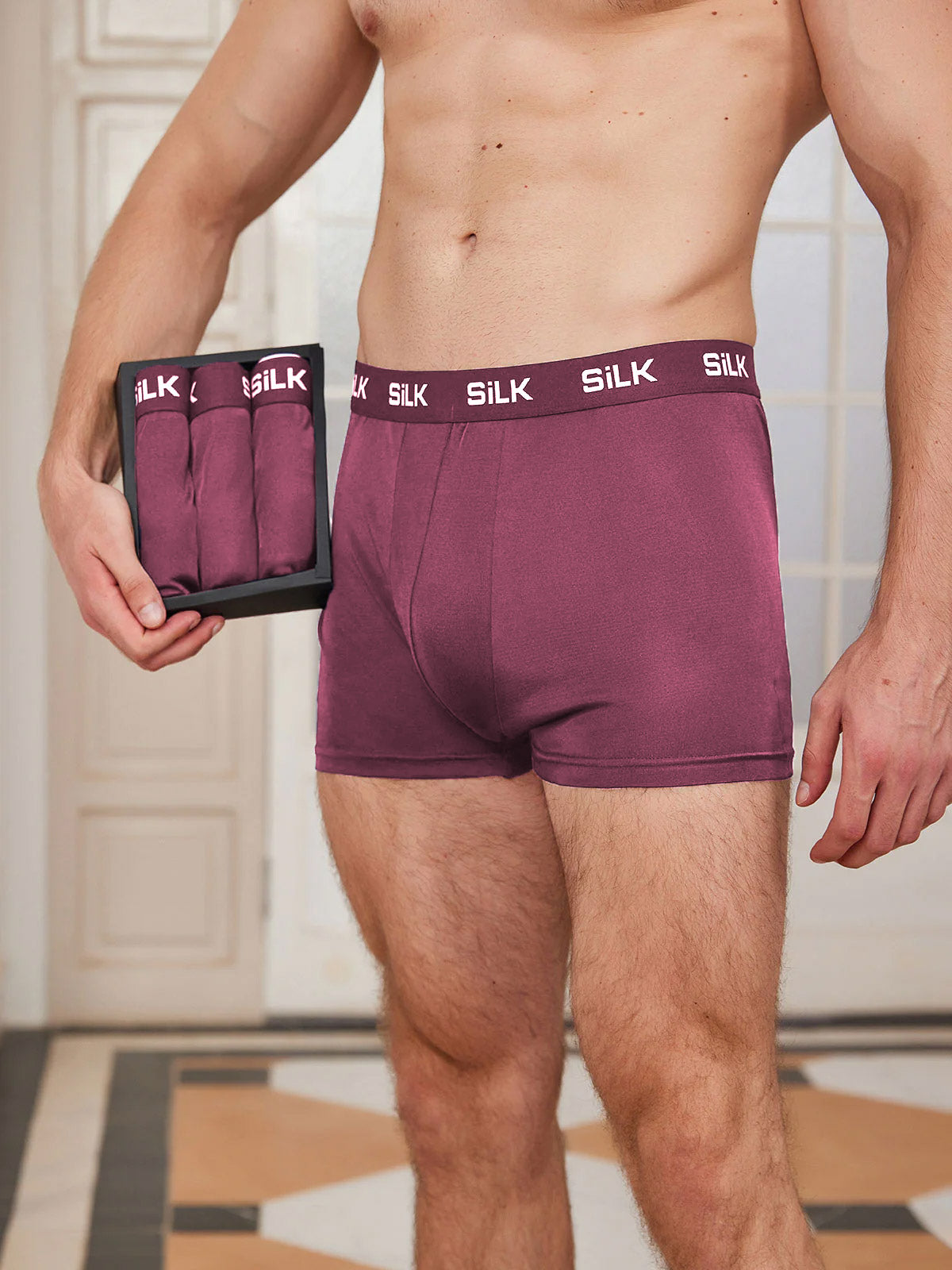 [Wine] SilkSilky  Pure Silk Mens Underwear 001