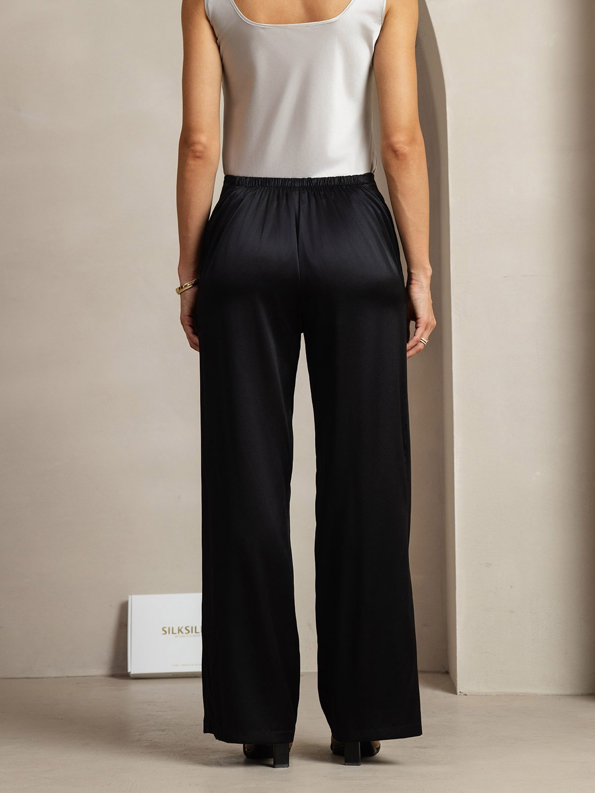 [Black] SilkSilky  19Momme Silk Womens Pants 004
