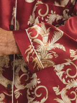 [Wine Dragon] SilkSilky  Long Sleeve Notch Collar Men's Pajamas 006