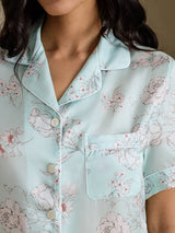 [Sky Floral] SilkSilky  Short Sleeve Notch Collar Women's Pajamas 005