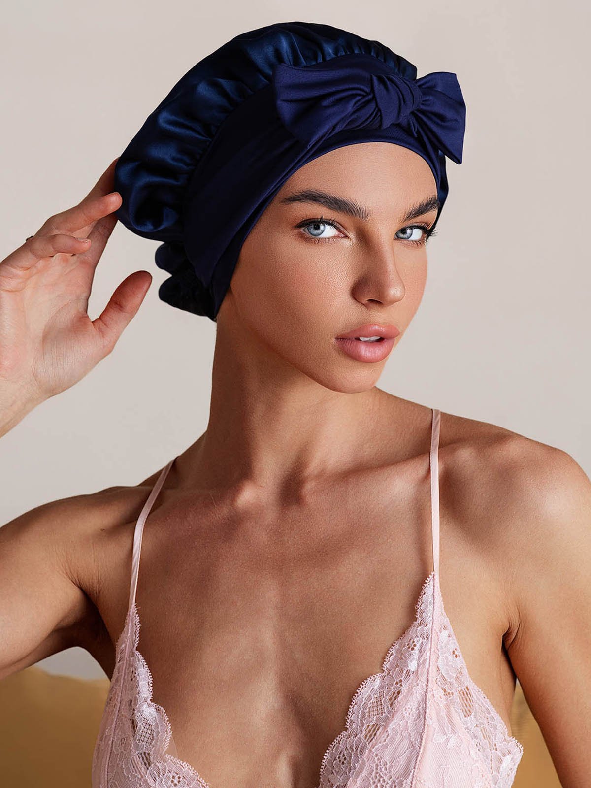 SilkSilky Pure Silk Sleep Cap DarkBlue 004