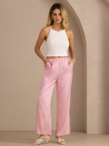 [Pink Pinstripe] SilkSilky Womens Pants 005