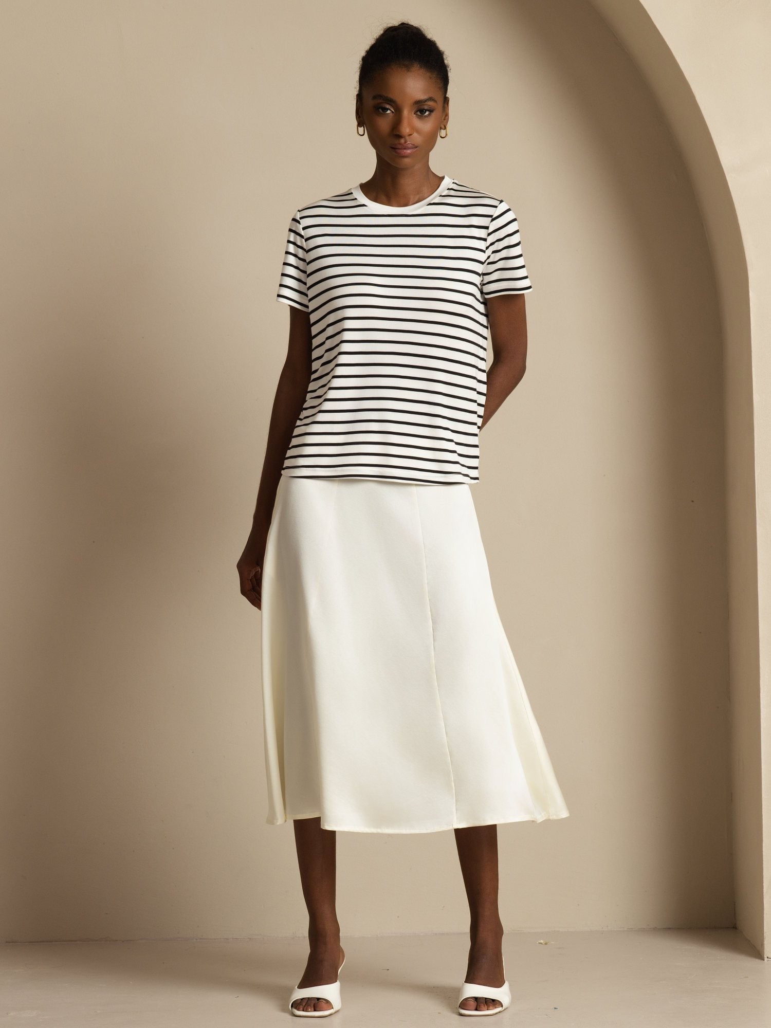 [Ivory] SilkSilky 19Momme Silk Skirt 006