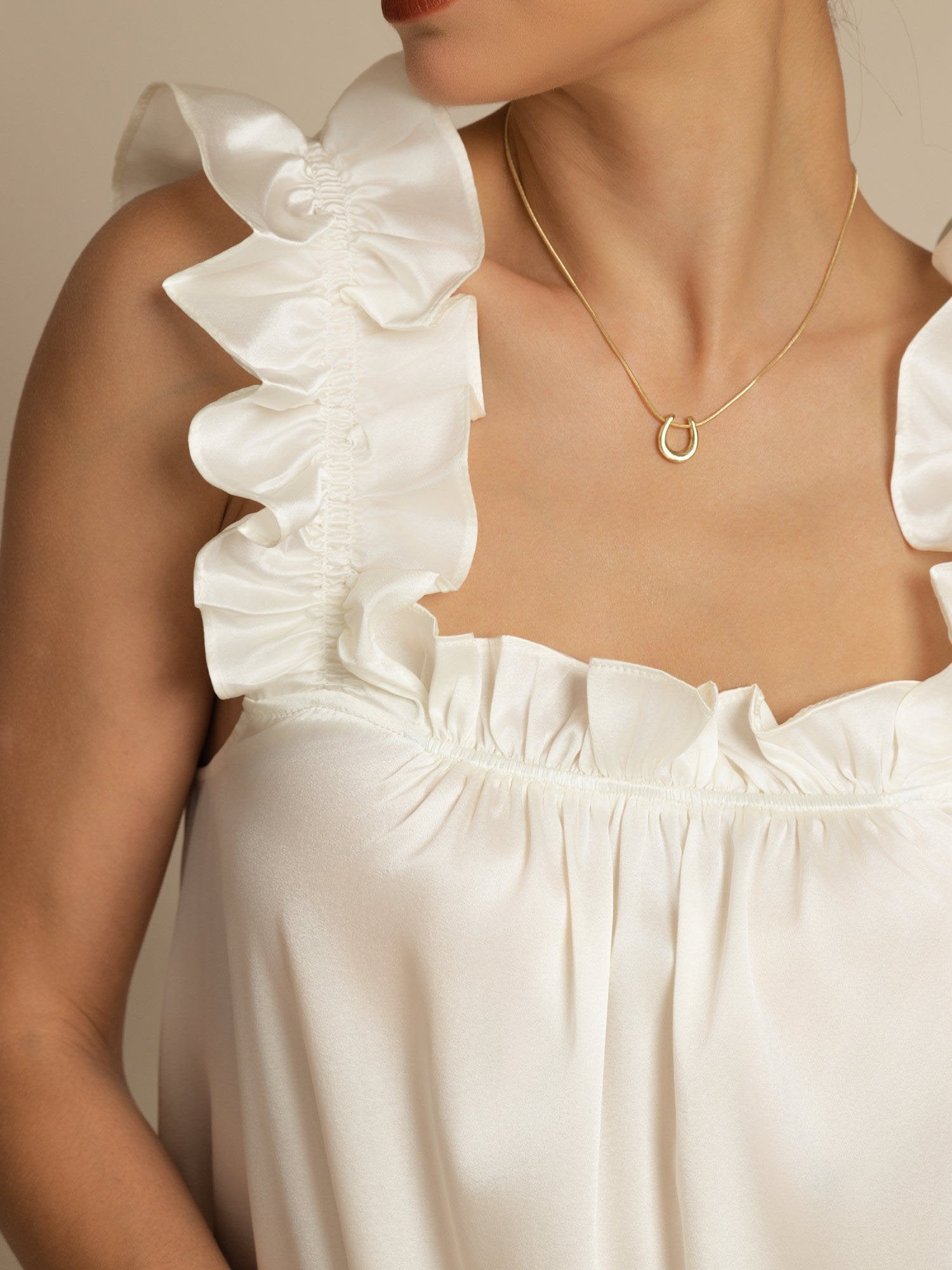 [White] SilkSilky 19Momme Silk Sleeveless Square Neck Dress 005