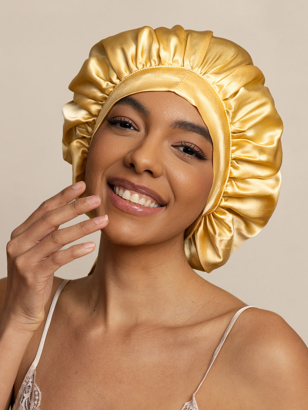 SilkSilky  Pure Silk Sleep Cap Champagne 001