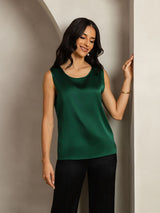 [Dark Green] SilkSilky  Sleeveless Round Neck Camisole Top 004