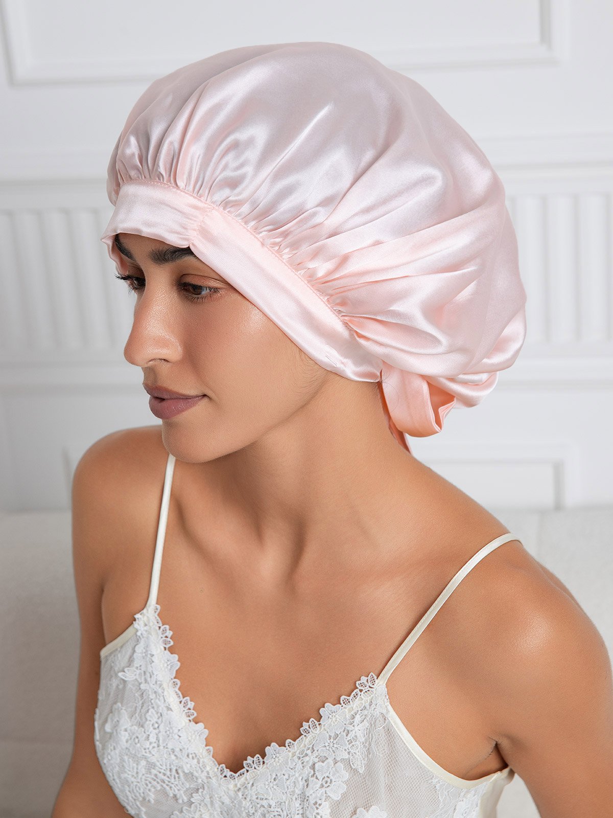 SilkSilky Pure Silk Sleep Cap Pink 002