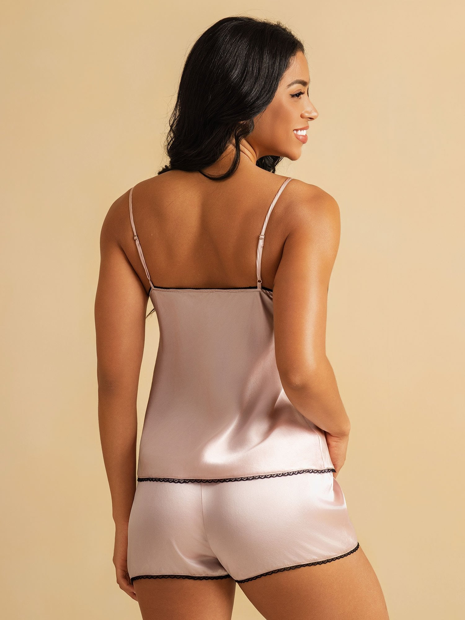 [Pink] SilkSilky Pure Silk Wrap Camisole Set 002