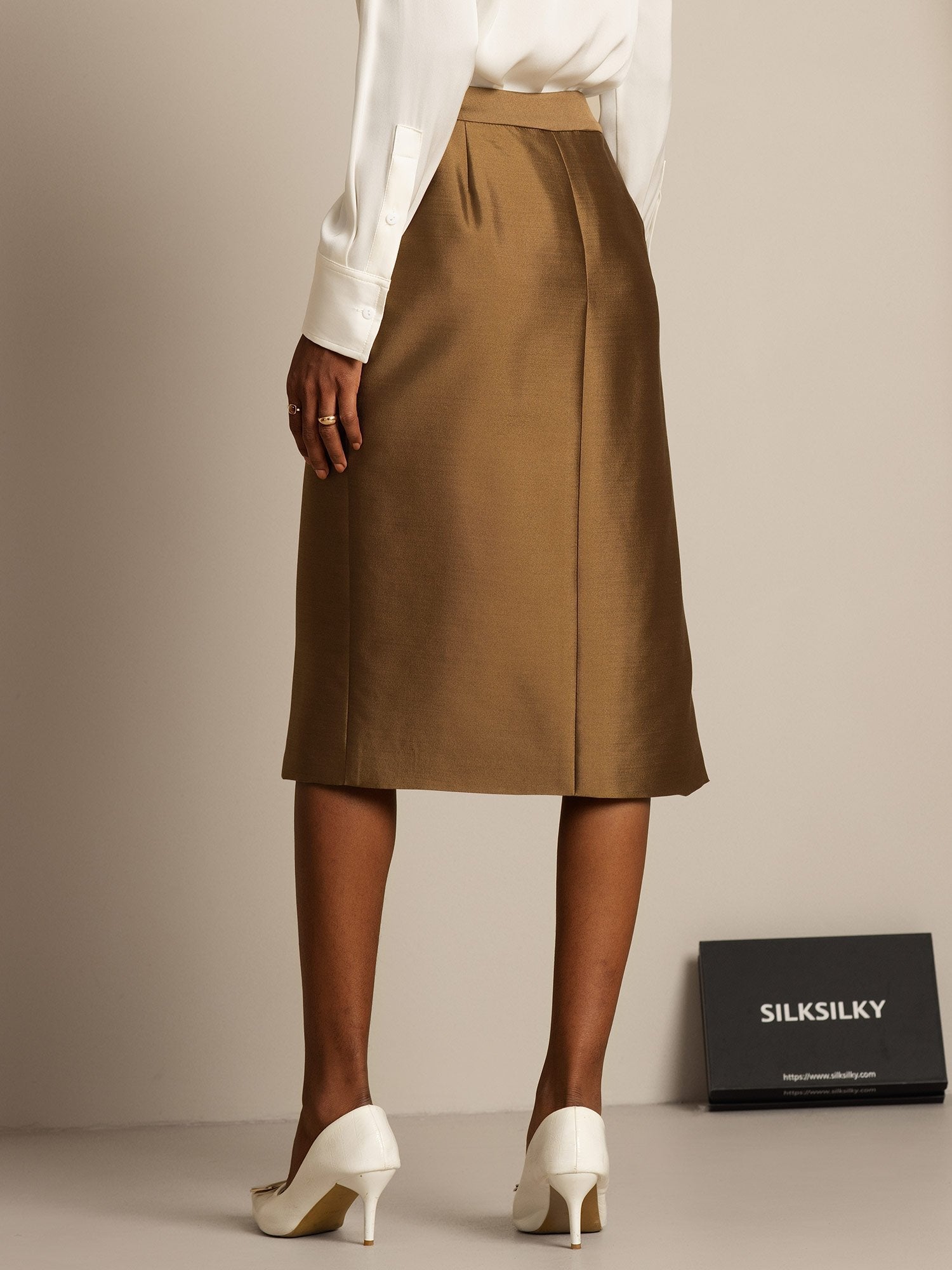 [Bronze] SilkSilky  32Momme Silk Split Skirt 002,