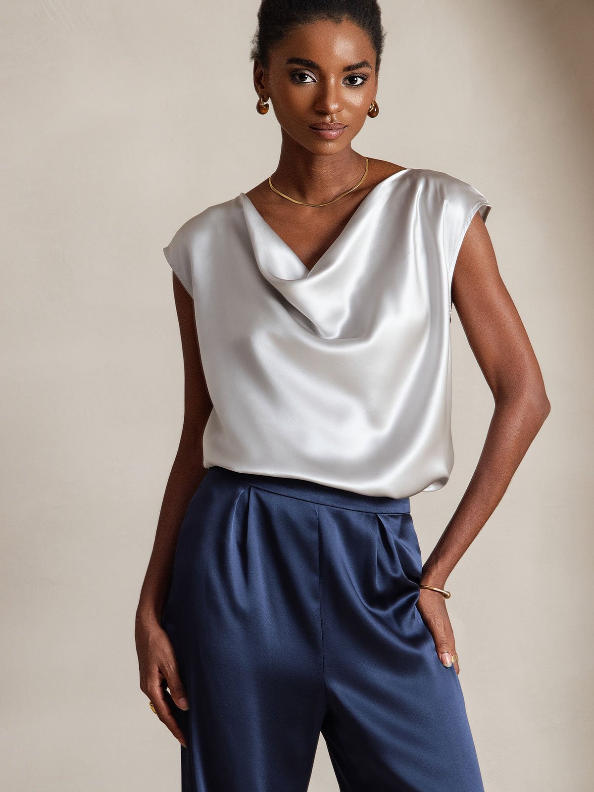 Women's 19Momme Silk High Waist Wide Leg Pants